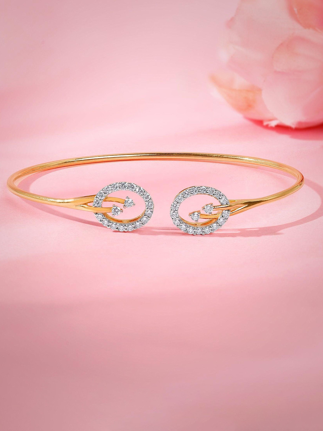 GIVA 14 Kt Gold Floris Lab Grown Diamond Cuff Bracelet-4.168 gms