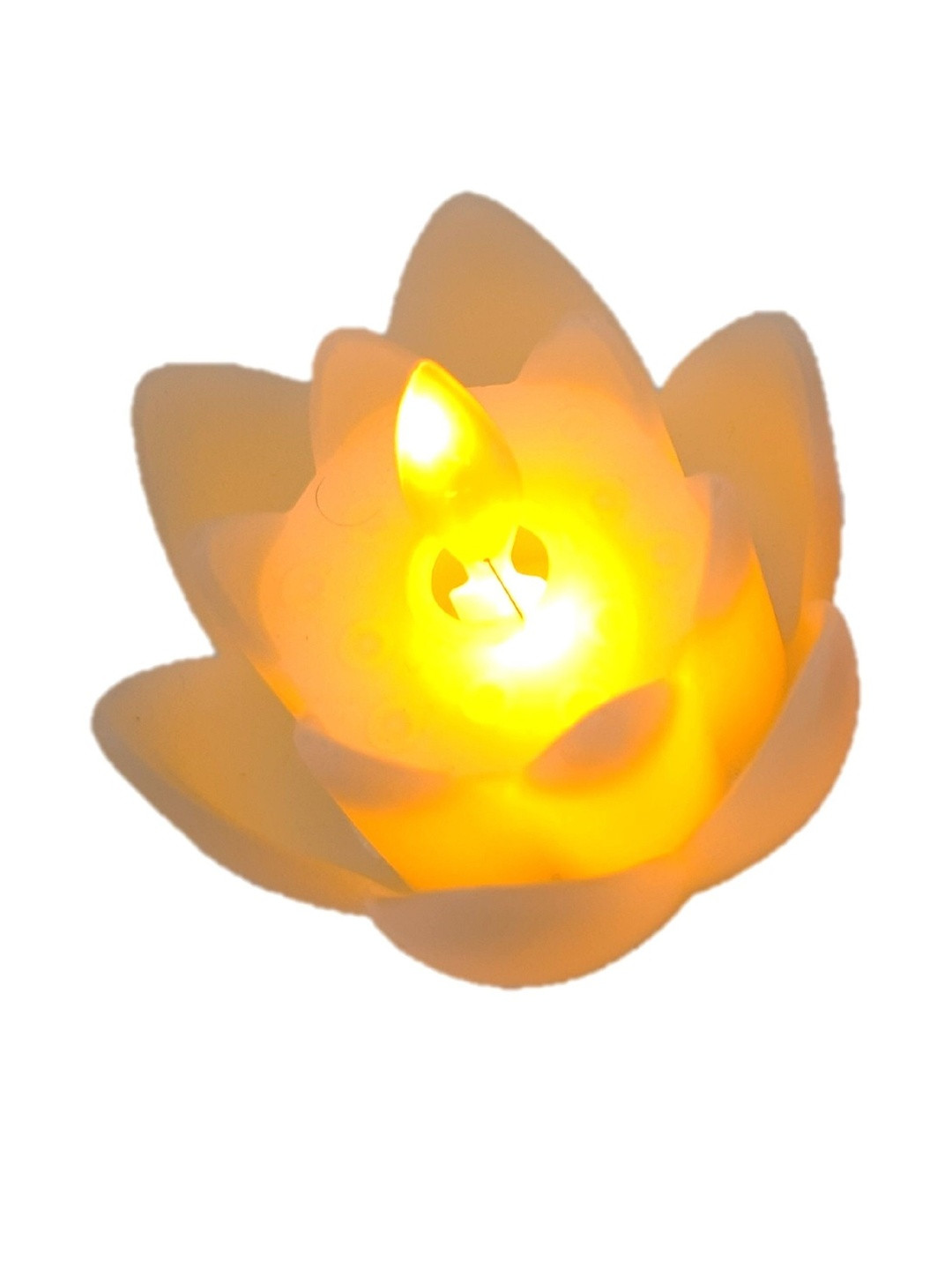 Afterstitch Yellow Lotus Flower Shaped LED Artificial Candles