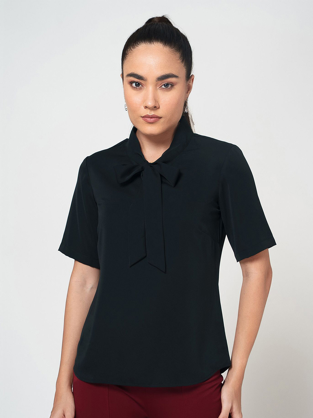 OFFICE & YOU Women V-Neck Tie Knot Top