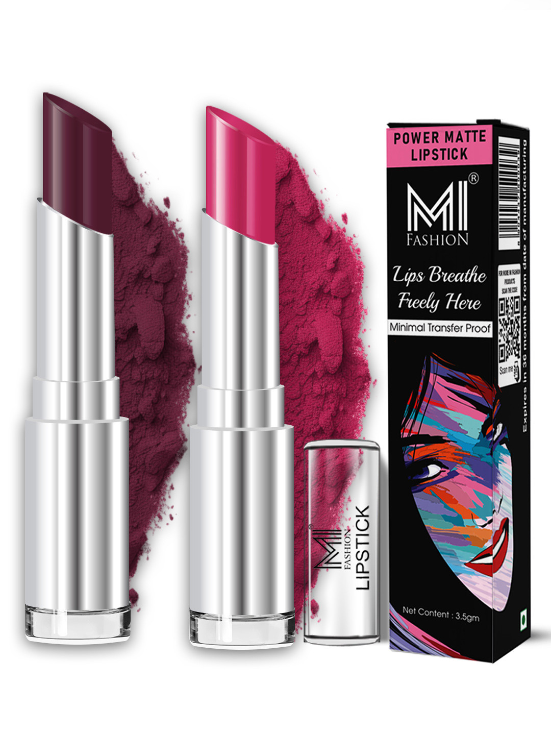 MI FASHION Pack of 2 Ultra Matte Smooth Texture Everyday Use Lipstick Duo