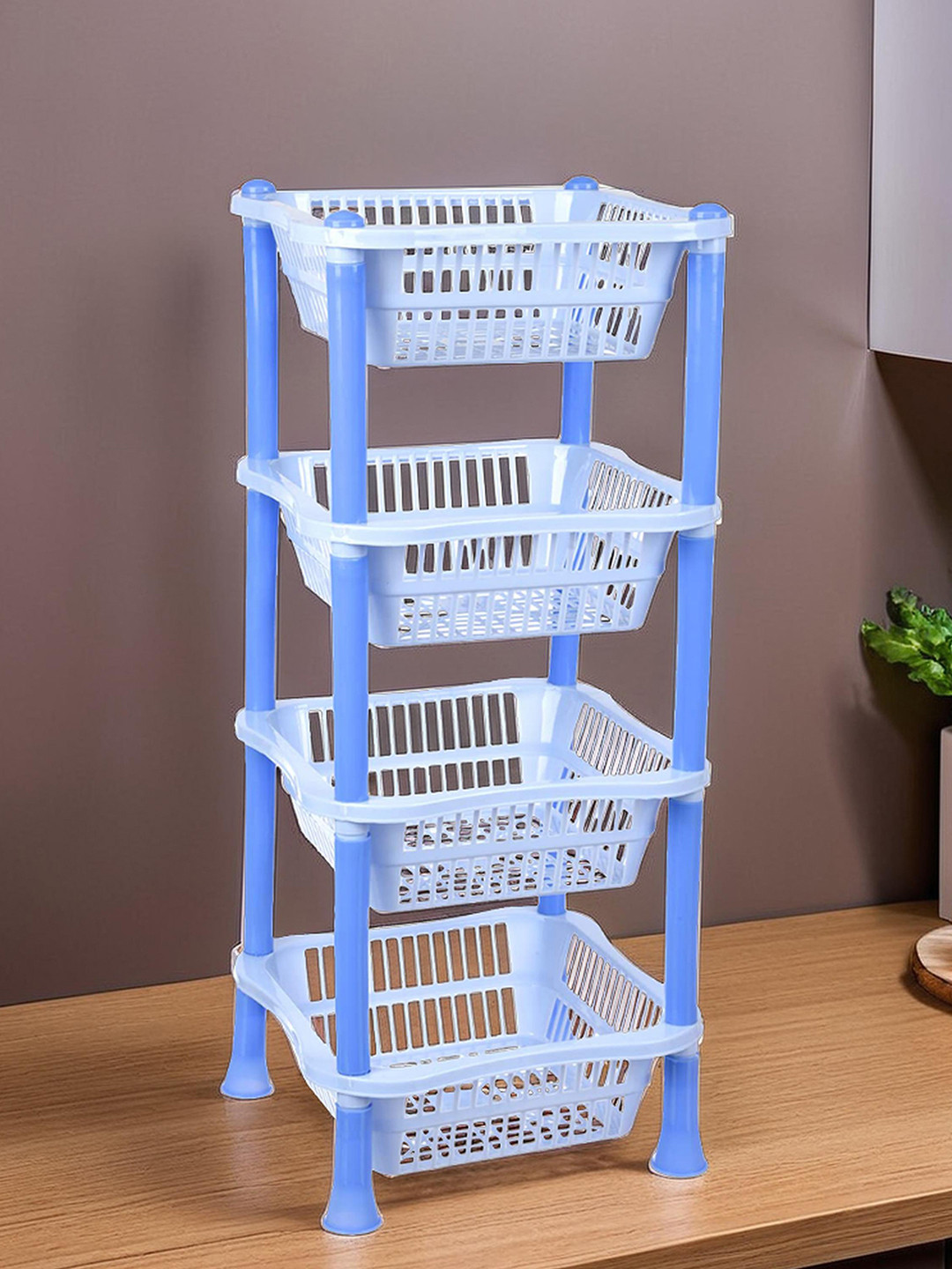 Kuber Industries Blue 4 Layer Fruit & Vegetable Basket