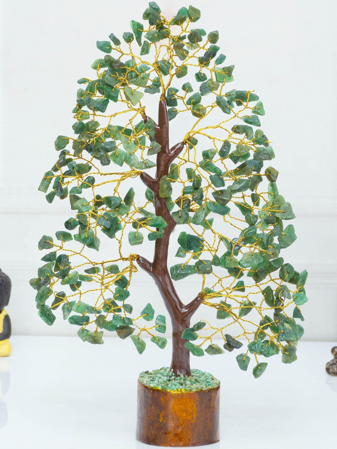 HINDCRAFT Green Aventurine Healing Crystal Tree Figurine Showpiece