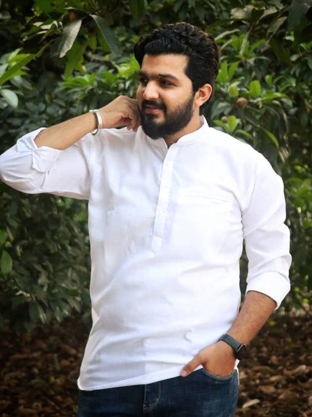 Silver Buck Mandarin Collar Straight Kurta