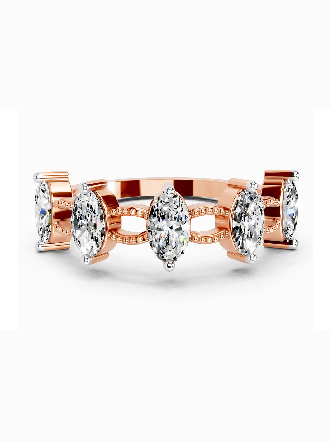 Sparkles 14K Rose Gold Lab Grown Diamond 1.1 Carat Oval Shape Diamond Ring