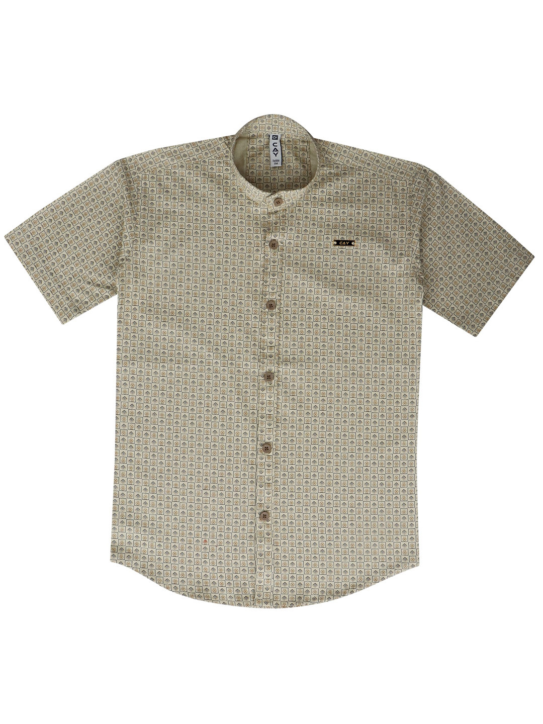 CAY Boys Conversational Printed Band Collar Cotton Casual Shirt