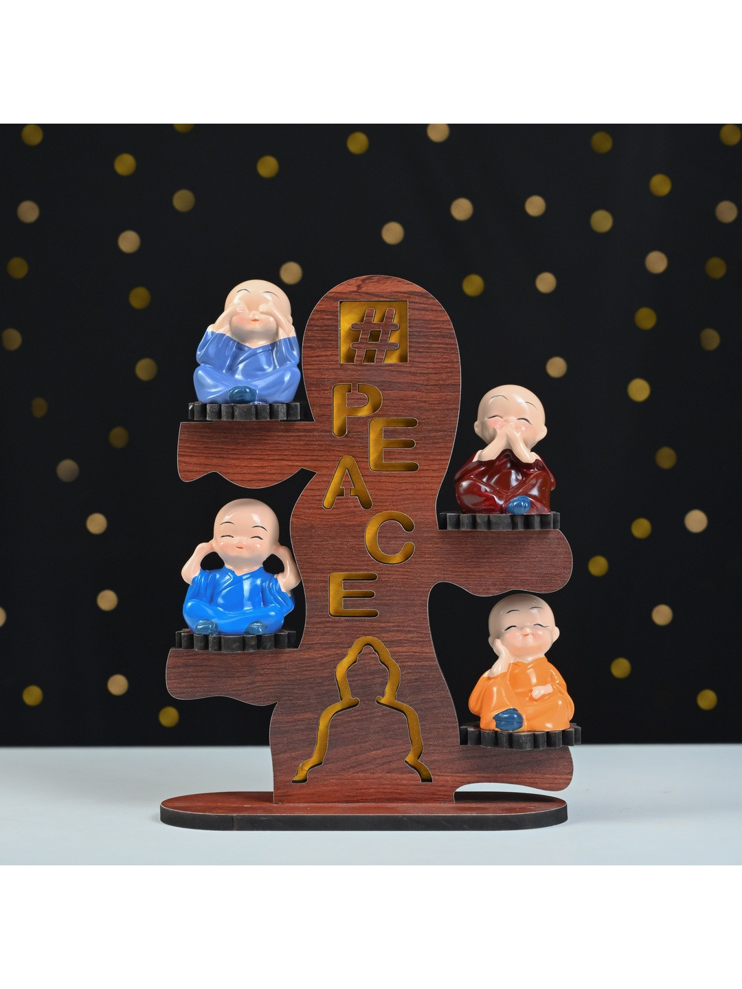 HINDCRAFT Multicoloured 4 Monks Wooden Show Piece