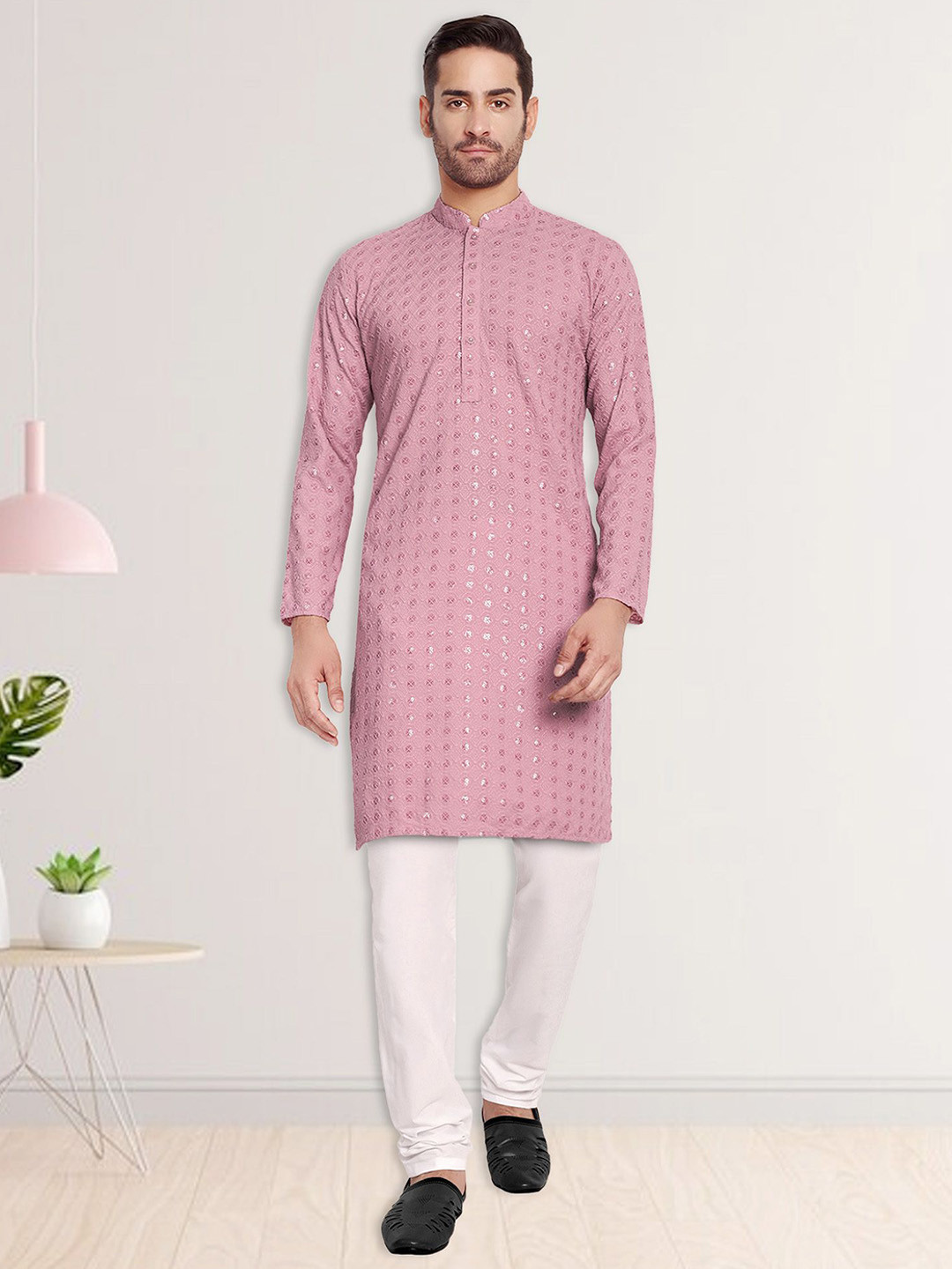 Excent Men Ethnic Motifs Embroidered Kurta with Churidar