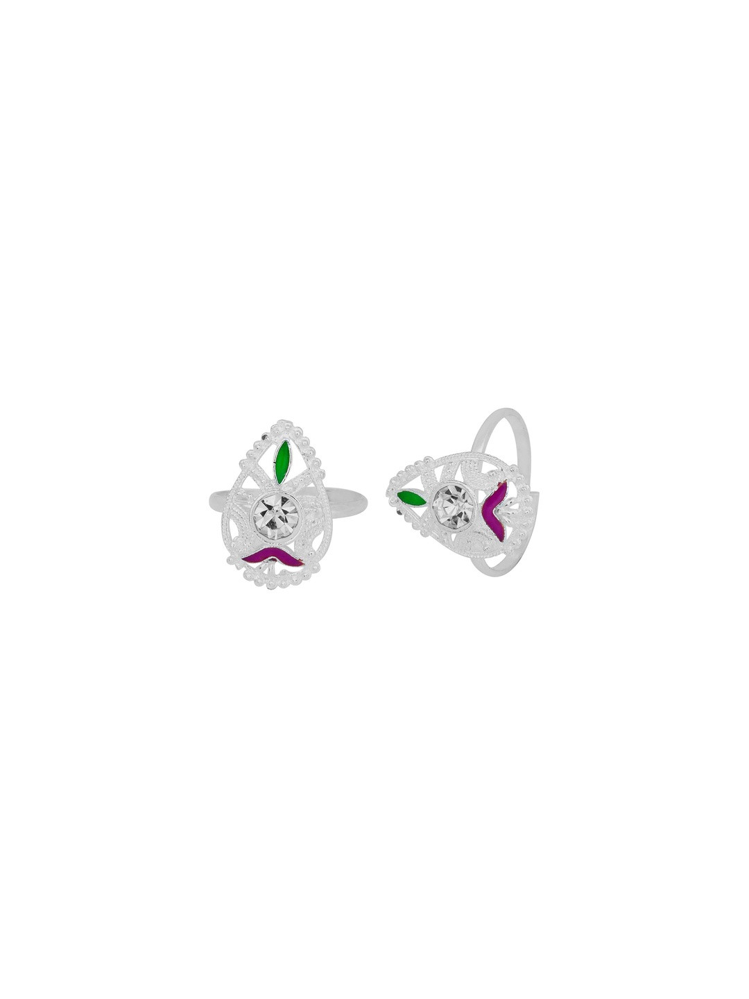 Missmister Women Silver-Plated Pear Shaped Toe Ring