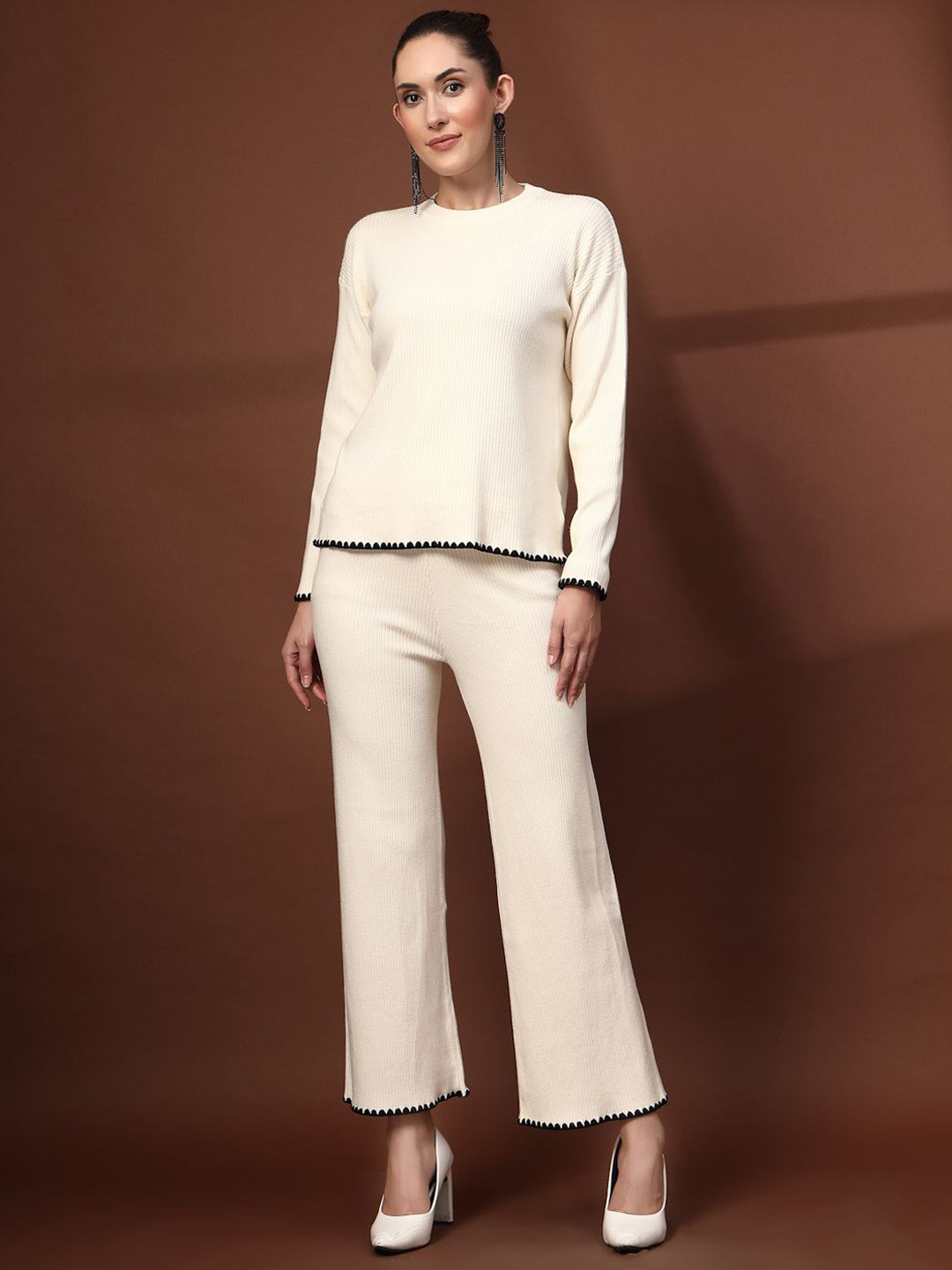 Mafadeny Classic Ribbed 2-Piece  Round Neck Co-Ord Set