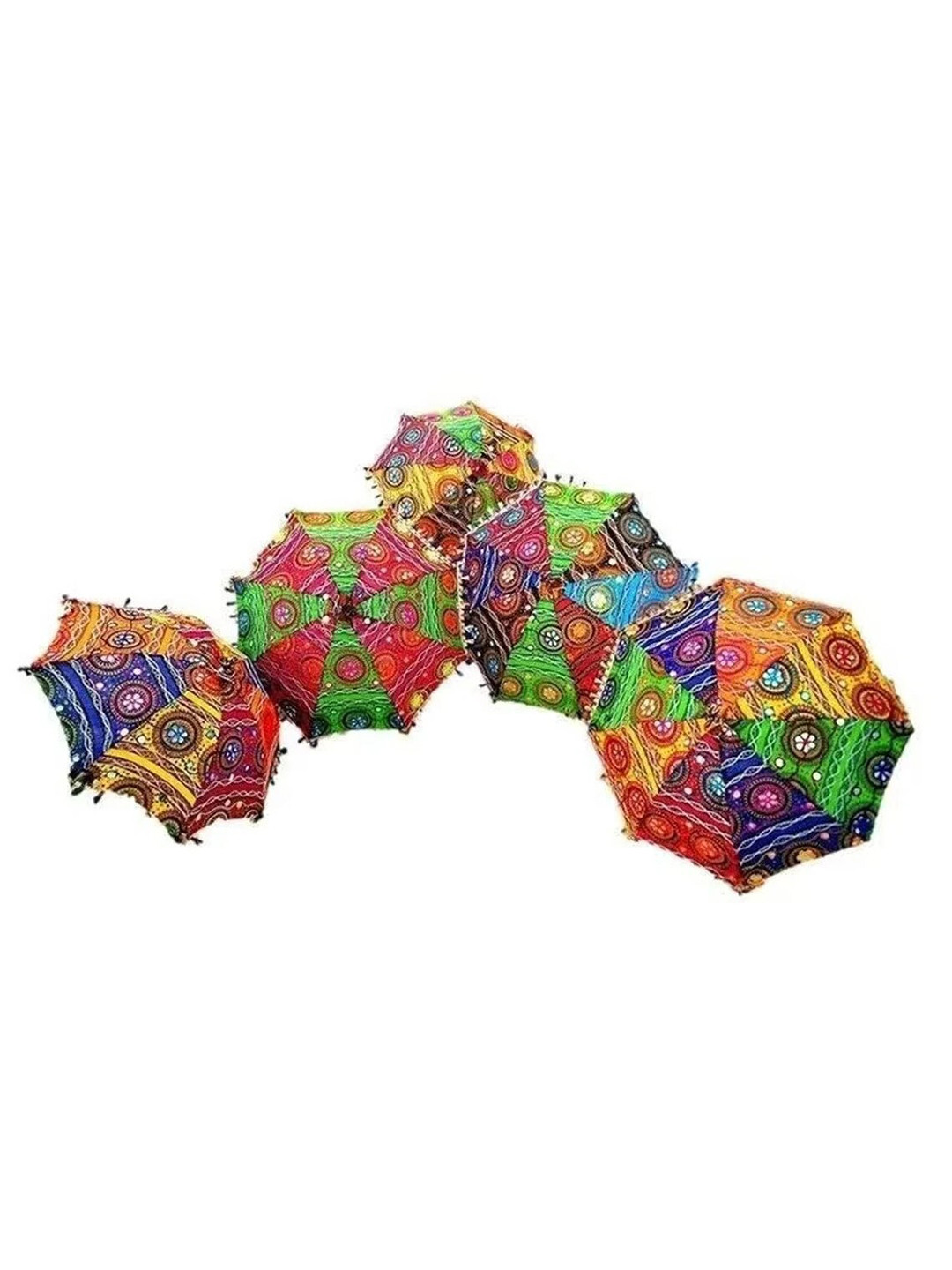 Sellplus Green & Red 5 Pieces Festive Decorative Umbrellas