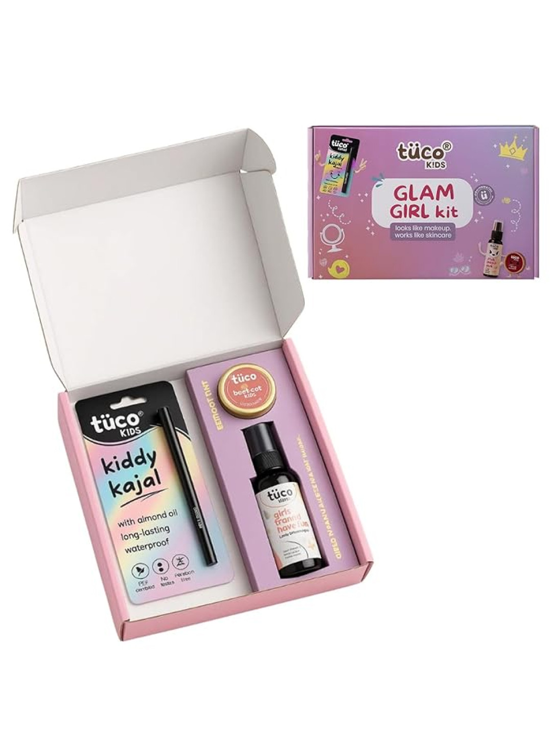 Tuco Intelligent Girls Set Of 3 Kiddy Kajal, Beetroot Lip & Cheek Tint & Body Spray