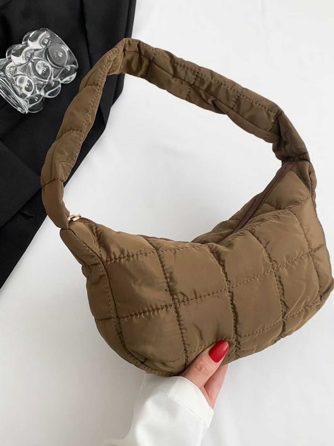 CORSICA Women Brown Quilted Padded Casual Shoulder Bag