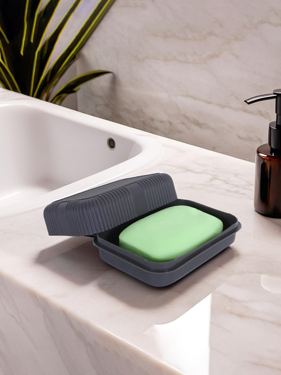 Kuber Industries Grey Self Draining Soap Box