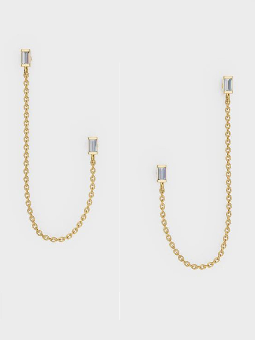 Anushka Jain Jewellery Sterling Silver Gold-Plated Classic Baguette Chain Drop Earrings