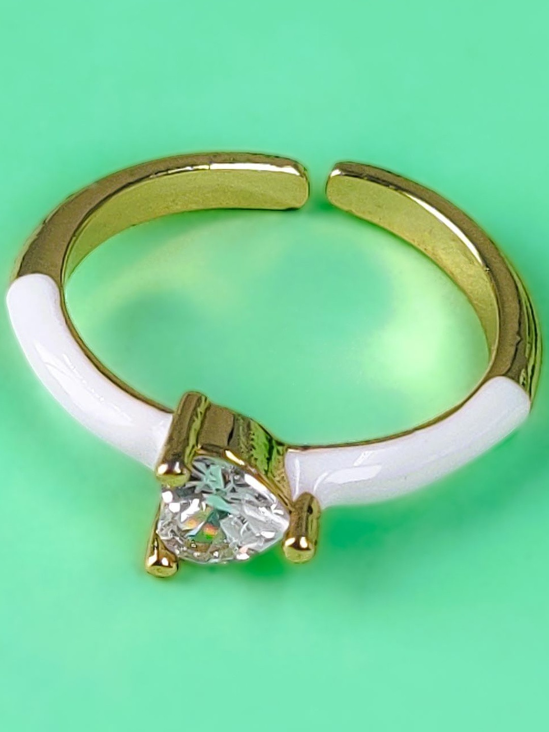 LOLO LePA Gold Plated Heart Cubic Zirconia Studded Ring