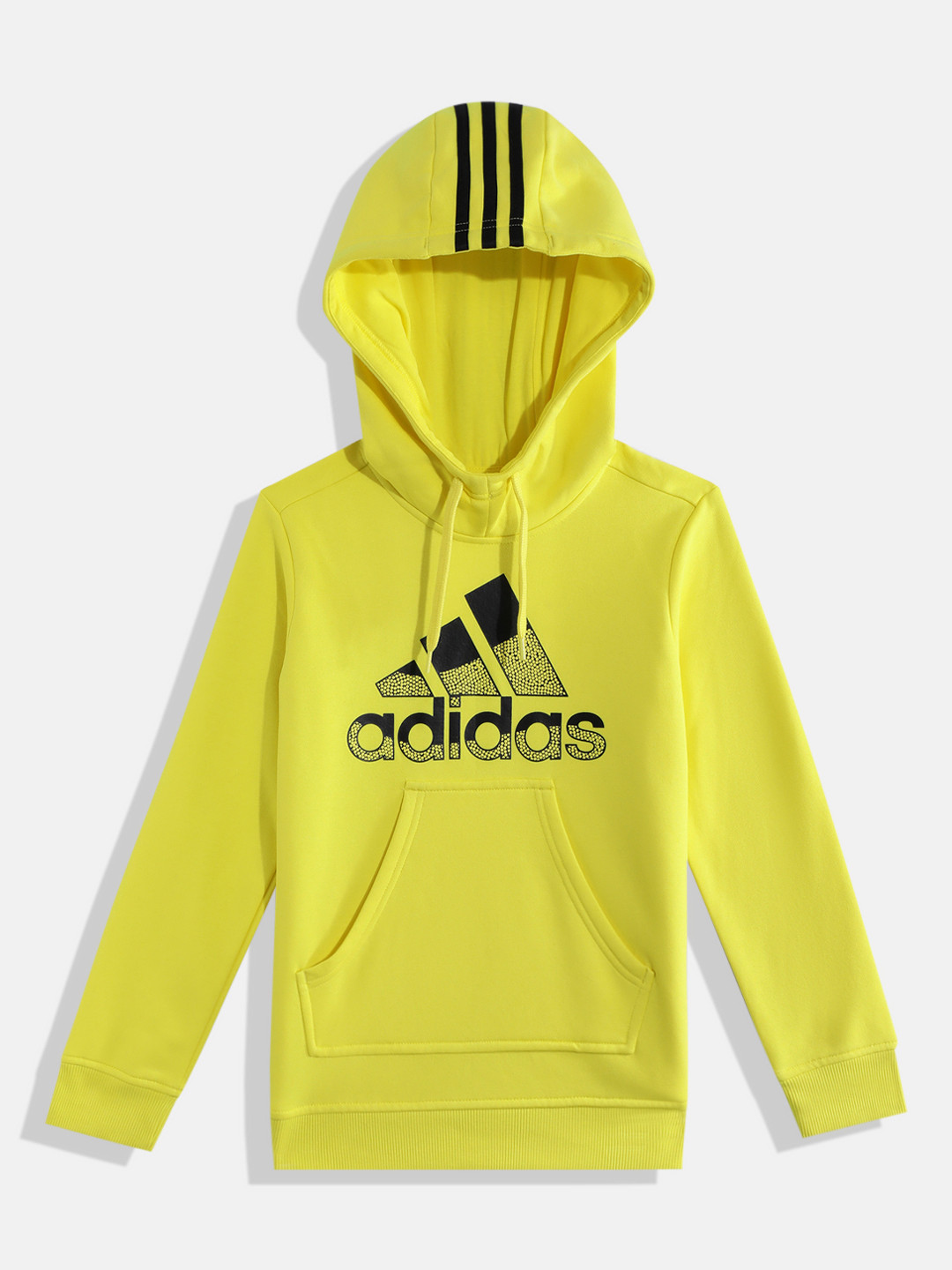 ADIDAS Boys BOS 3S FLC Brand Logo Print Hooded Sweatshirt