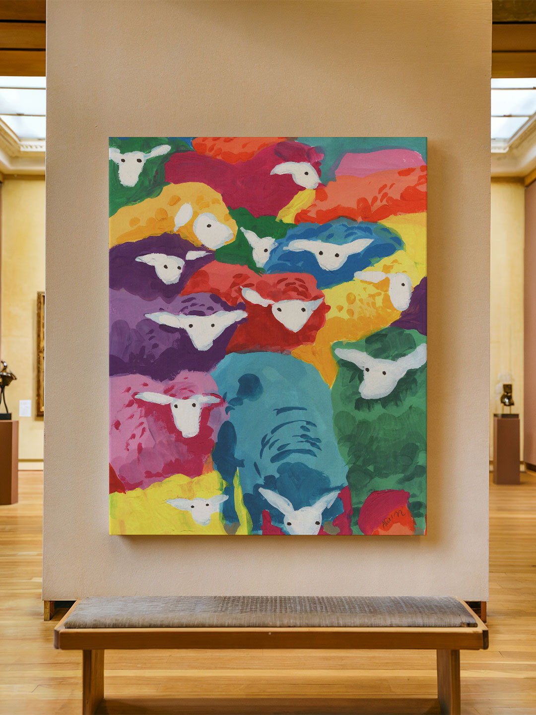 ASIAN MONK Multicoloured  Wood  Animal Print Portrait Wall Paintings