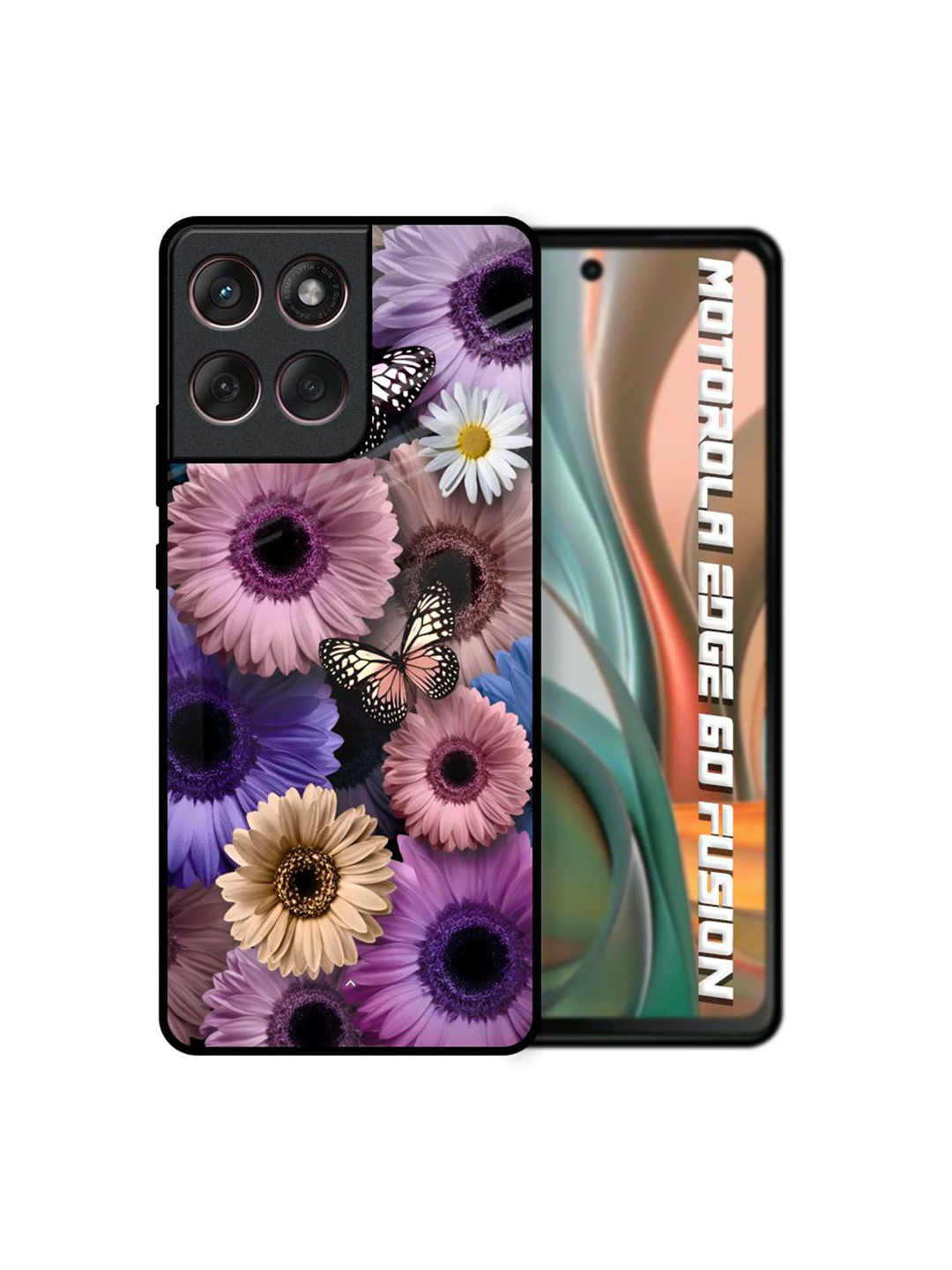 QRIOH Butterfly Garden Printed Motorola Edge 60 Fusion Glass Back Case Mobile Accessories