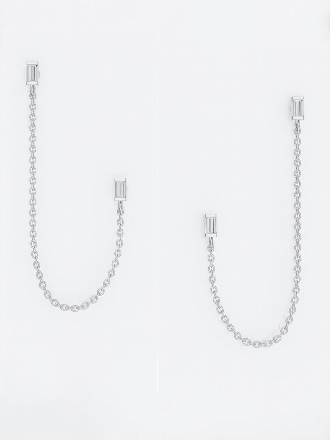 Anushka Jain Jewellery Sterling Silver Baguette Chain Drop Earrings