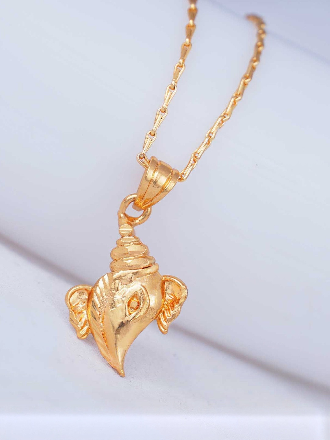JFL - JEWELLERY FOR LESS Women Gold-Plated Mini Ganesha Pendant with Chain