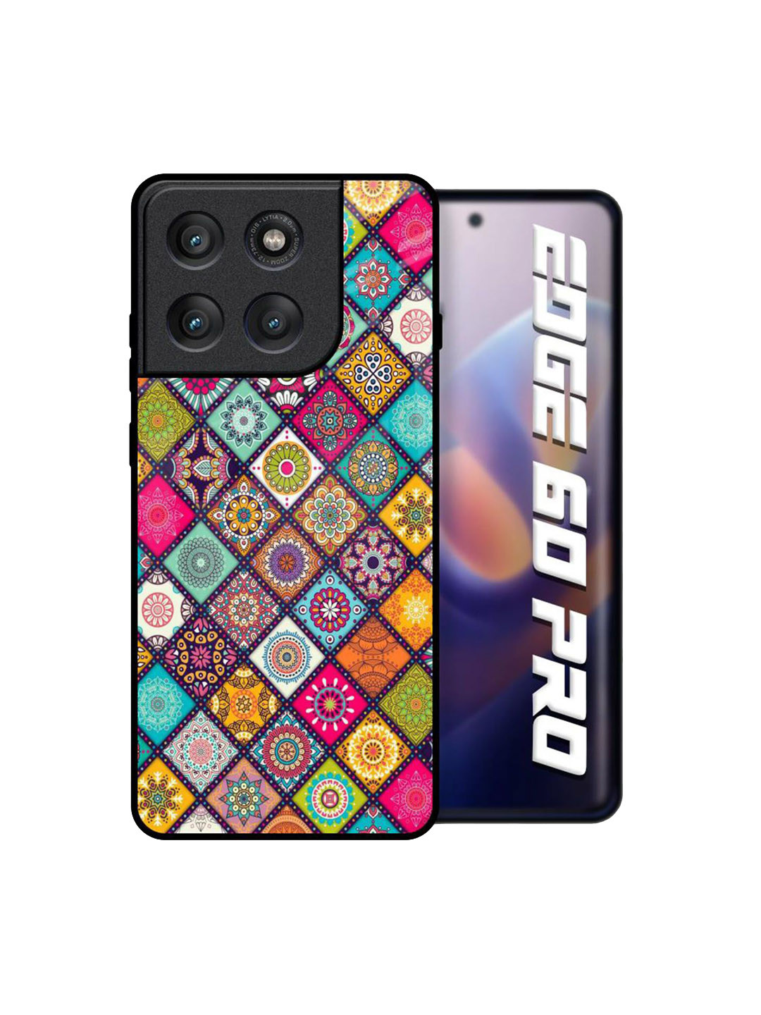 QRIOH Unisex Mandala Glass Case for Motorola Edge 60 Pro Back Case Mobile Accessories