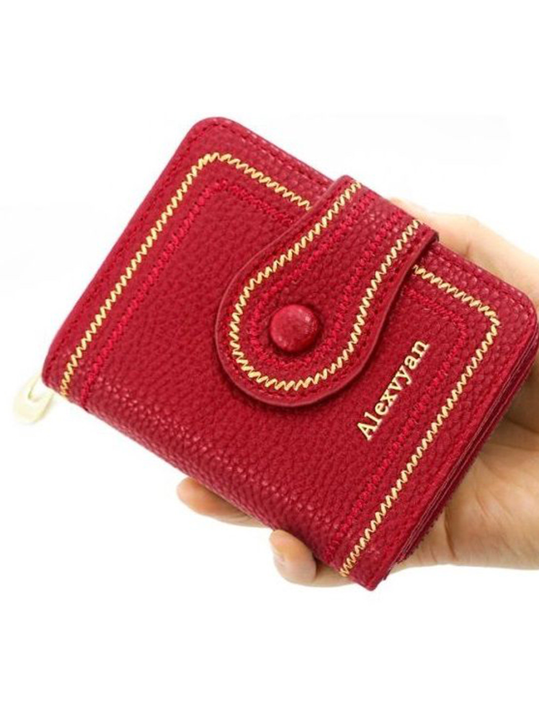 Alexvyan Women Brand Logo Textured Embroidered Two Fold Wallet