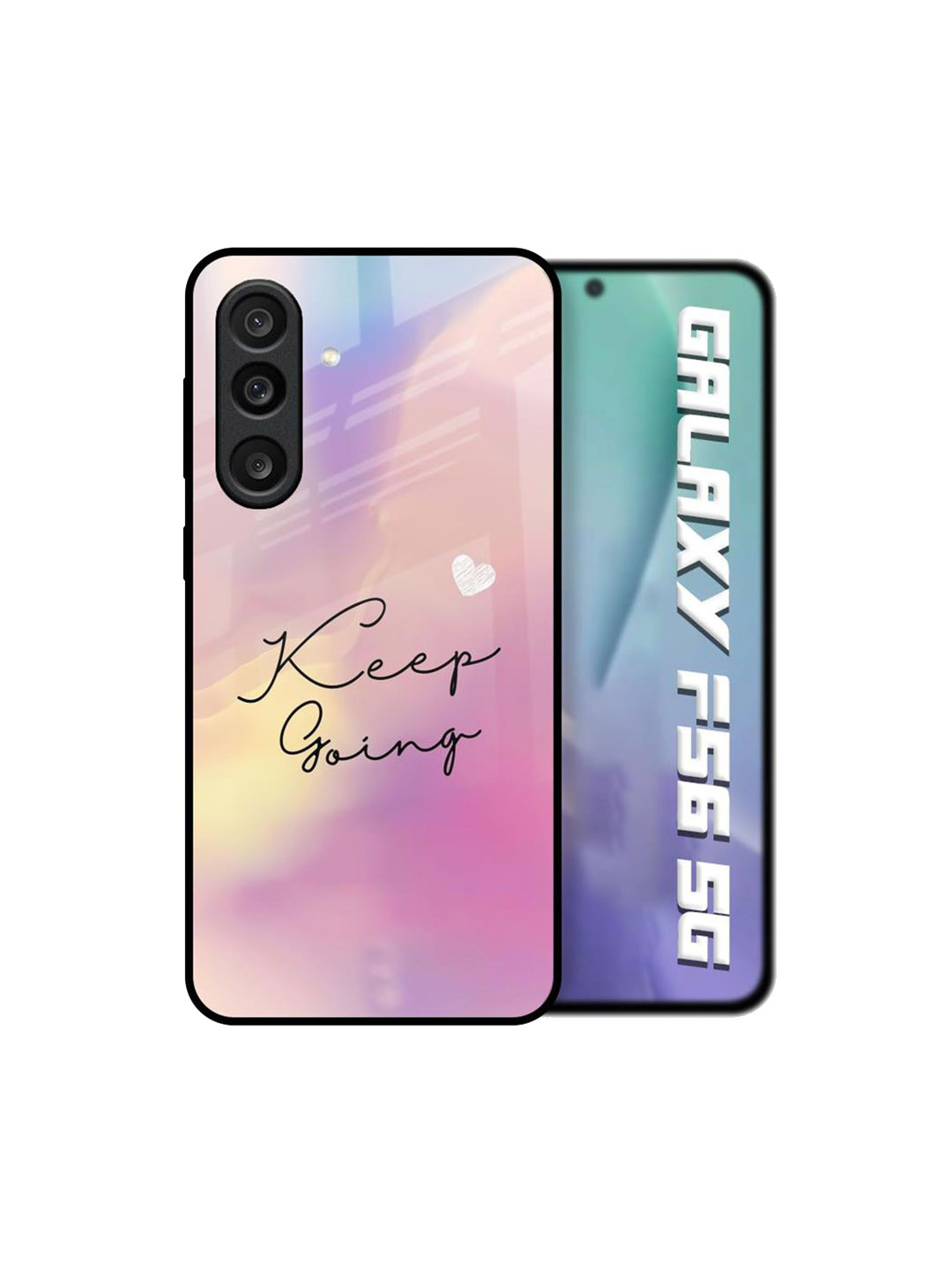 QRIOH Keep Going Glass Case for Samsung Galaxy F56 5G Back Case Mobile Accessories