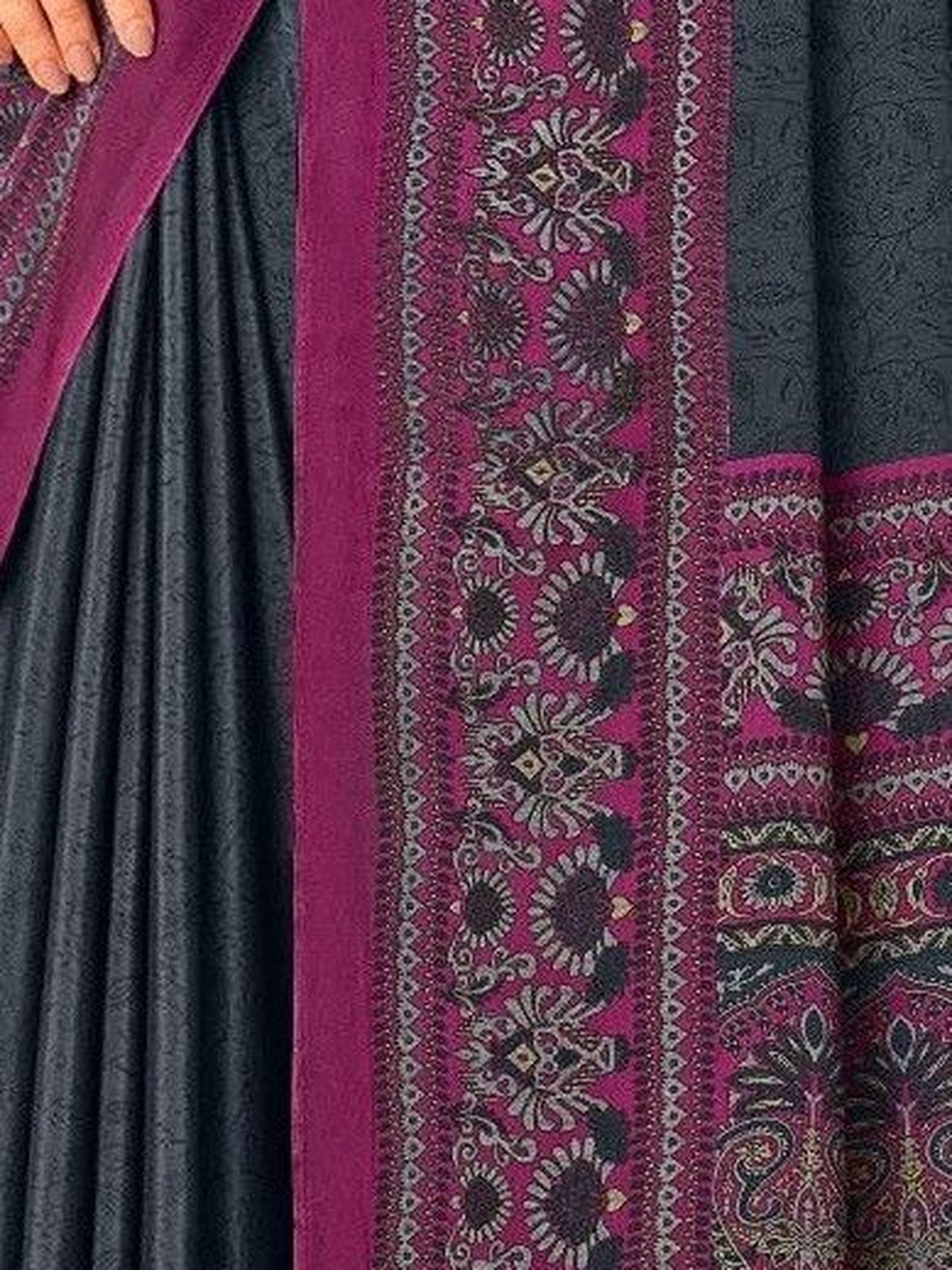 The Fashion Attire Embellished Bollywood Crepe, Silk Blend Saree (Grey)