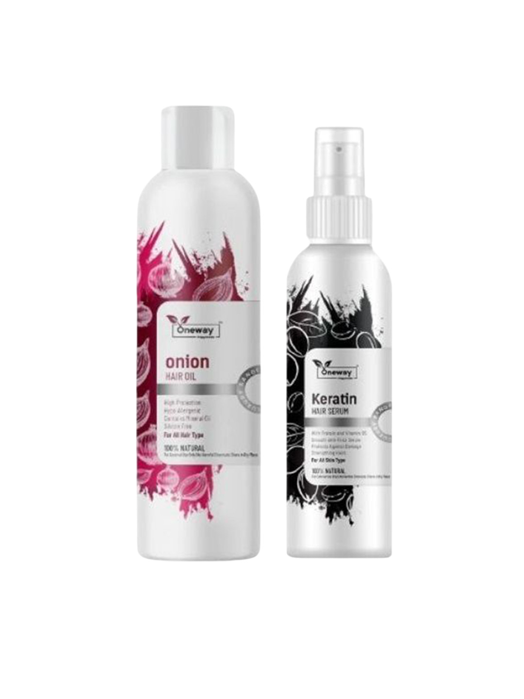 Oneway Happiness  Pack of 2 Onion Hair Oil 200ml & Keratin Hair Serum 100ml