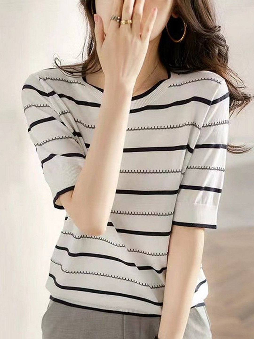StyleCast Women Striped Knit Sweater