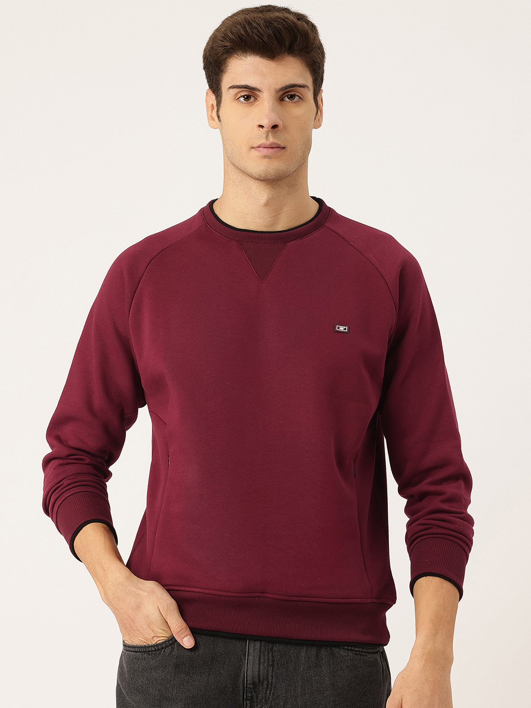 Monte Carlo Raglan Sleeves Cotton Sweatshirt with Inner Fleece