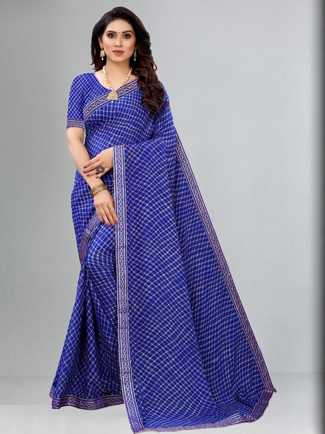 KANOODA Checkered Georgette Saree