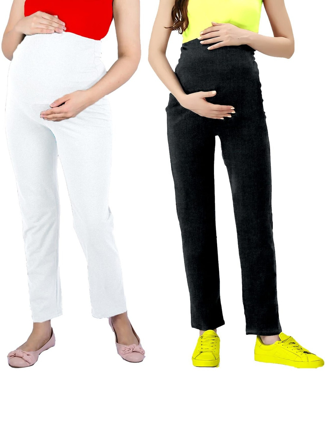 LENAM Women Pack of 2 Soft Cotton Lycra Stretchable Maternity Pants