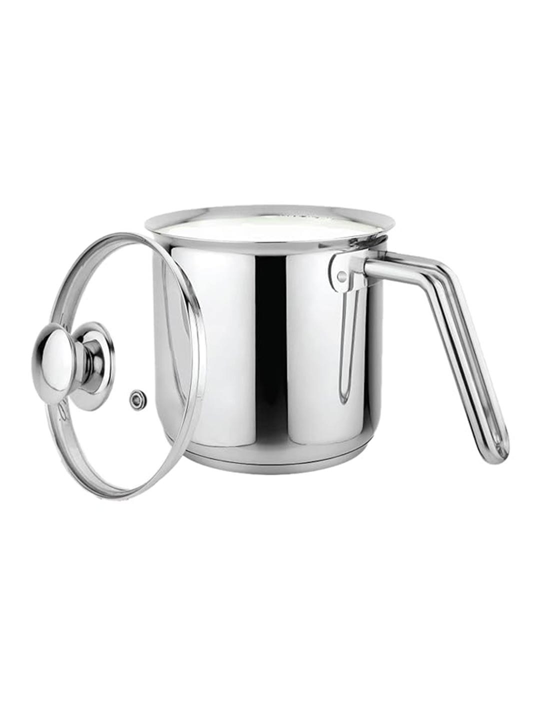Prabha Stainless Steel Enzo Milk Pot 1.8 L with Glass Lid 14 cm