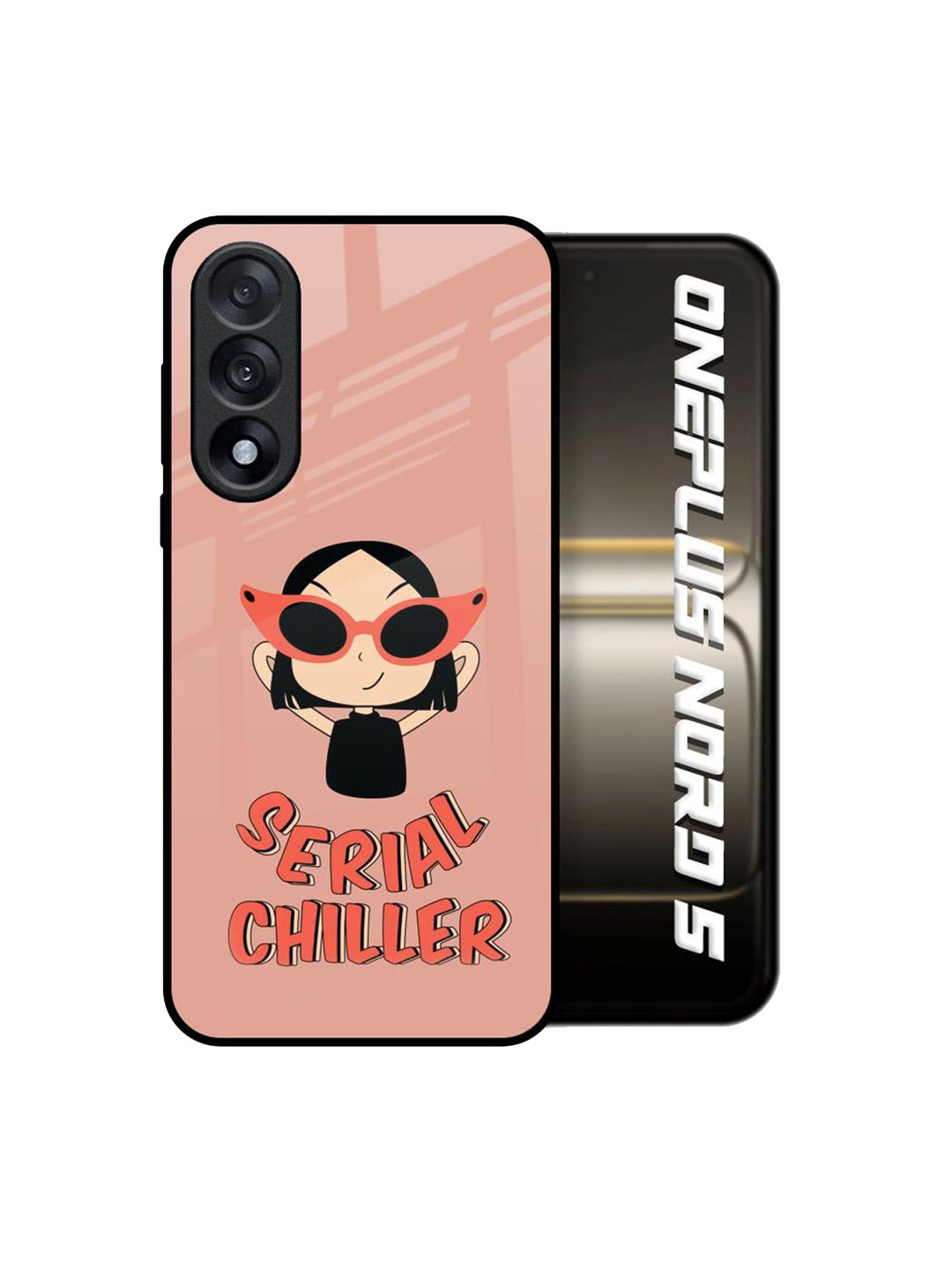QRIOH Quirky Chilling Girl Glass Case for OnePlus Nord 5 5G Back Case Mobile Accessories
