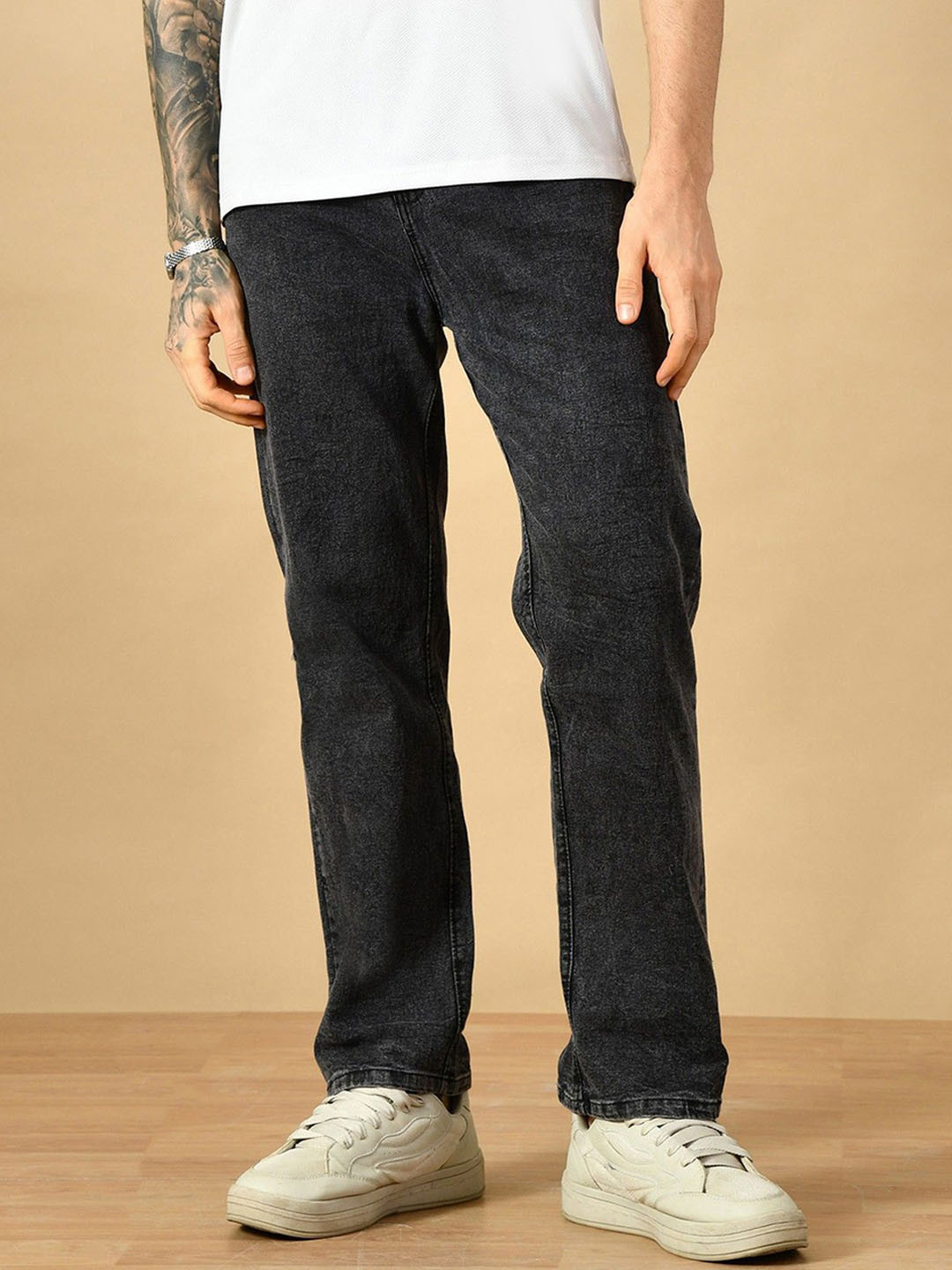 MaverIQ Men Classic Baggy Mid-Rise Stretchable Jeans