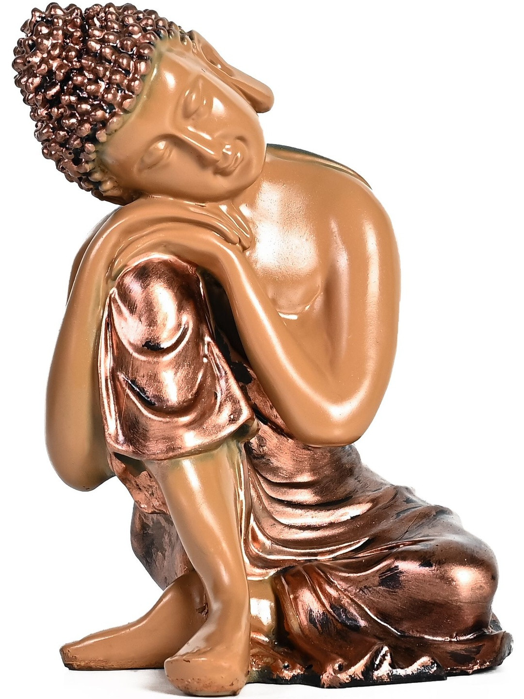 HINDCRAFT Brown Resting Buddha Idol for Home Decor Showpiece