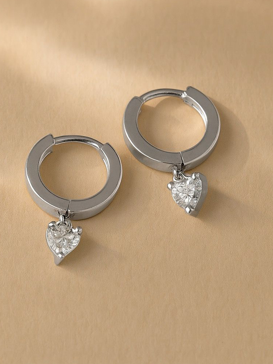 Anushka Jain Jewellery Sterling Silver Cubic Zirconia Love Huggies Half Hoop Earrings