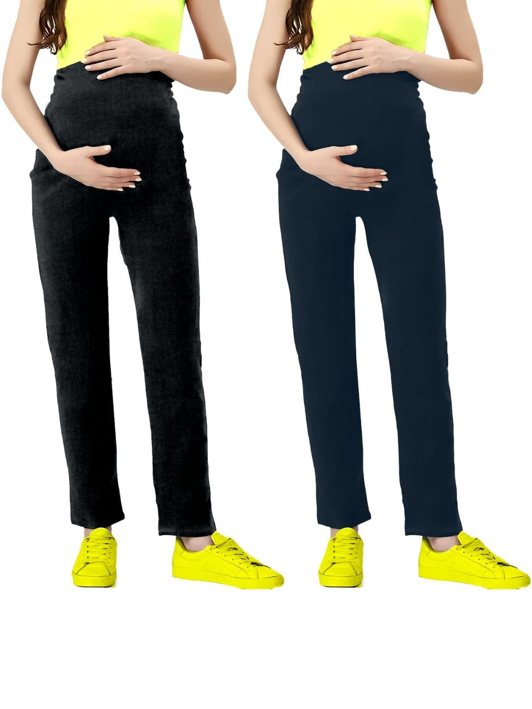 Lenam Women 2 Pcs Cotton Stretchable And Full Belly Coverage Maternity Leggings