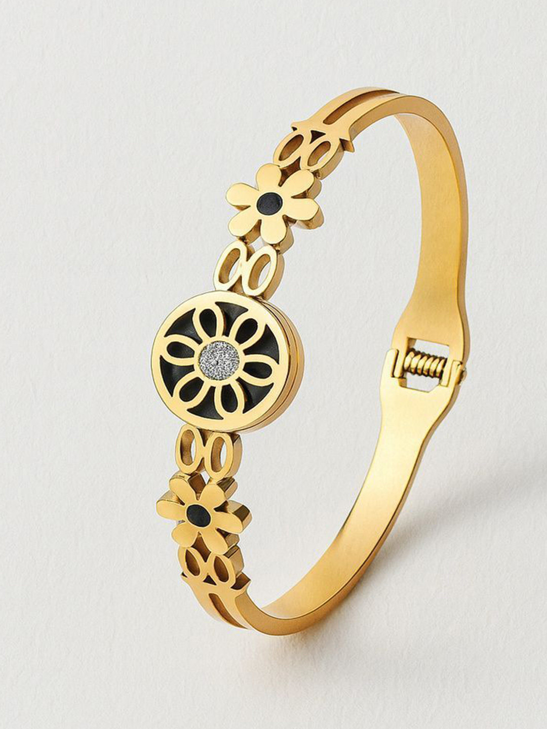 Fashion Marts Gold-Plated Artificial Stones Studded Wraparound Bracelet