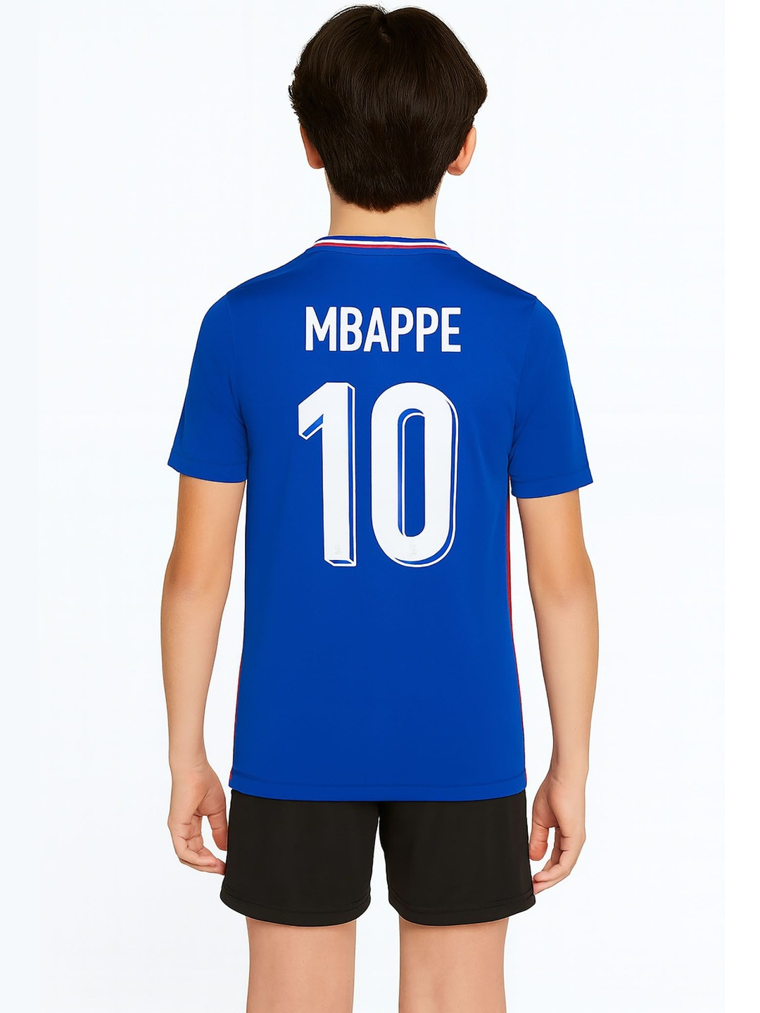 dostitch Boys Blue Printed V-Neck Polyester Jersey T-Shirt Short