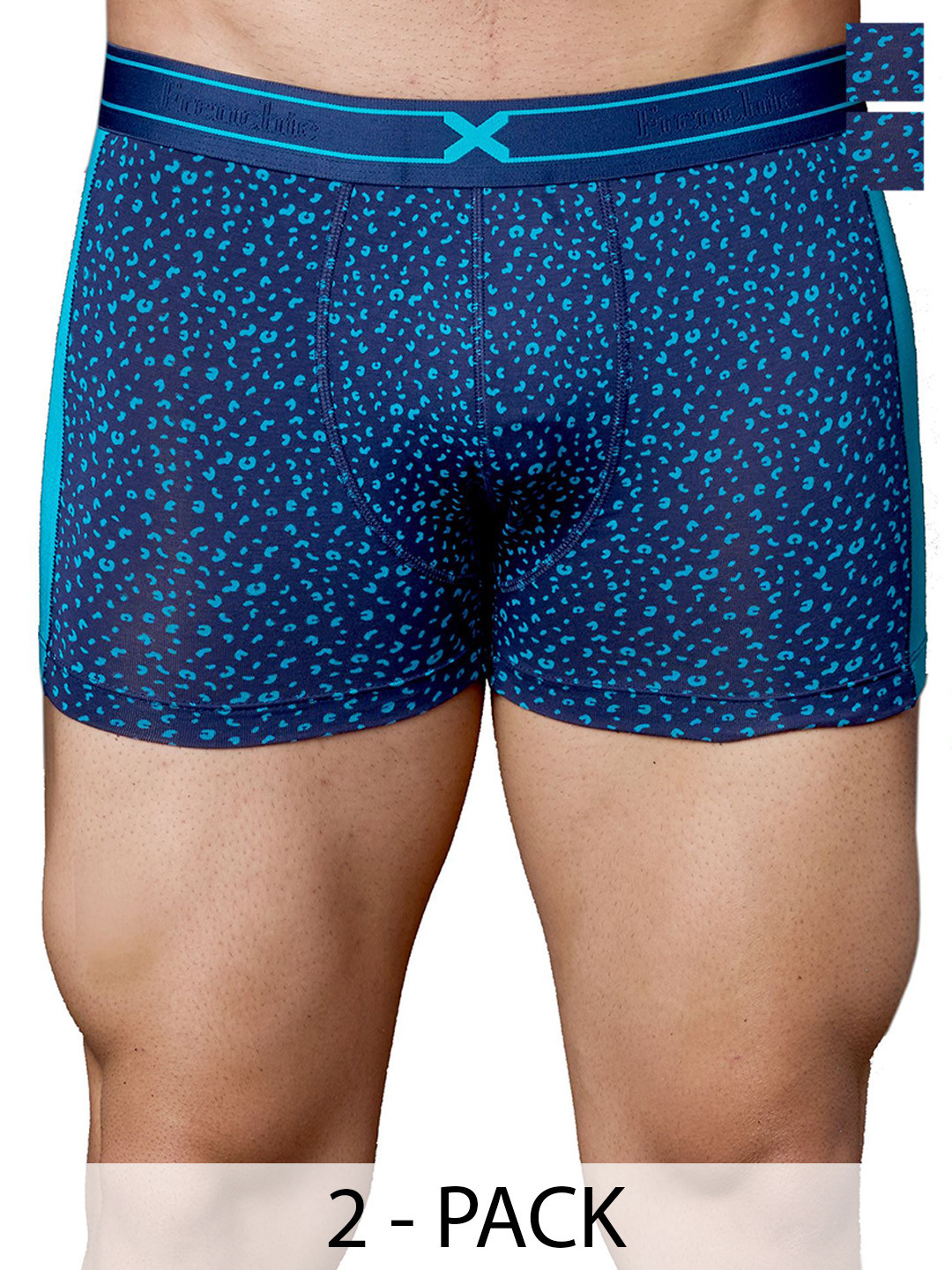 FRENCHIE Men Pack Of 2 Leopard Printed Cotton Trunks FR-MI-TR-LIT-1X5-CBBLU-S-PO2