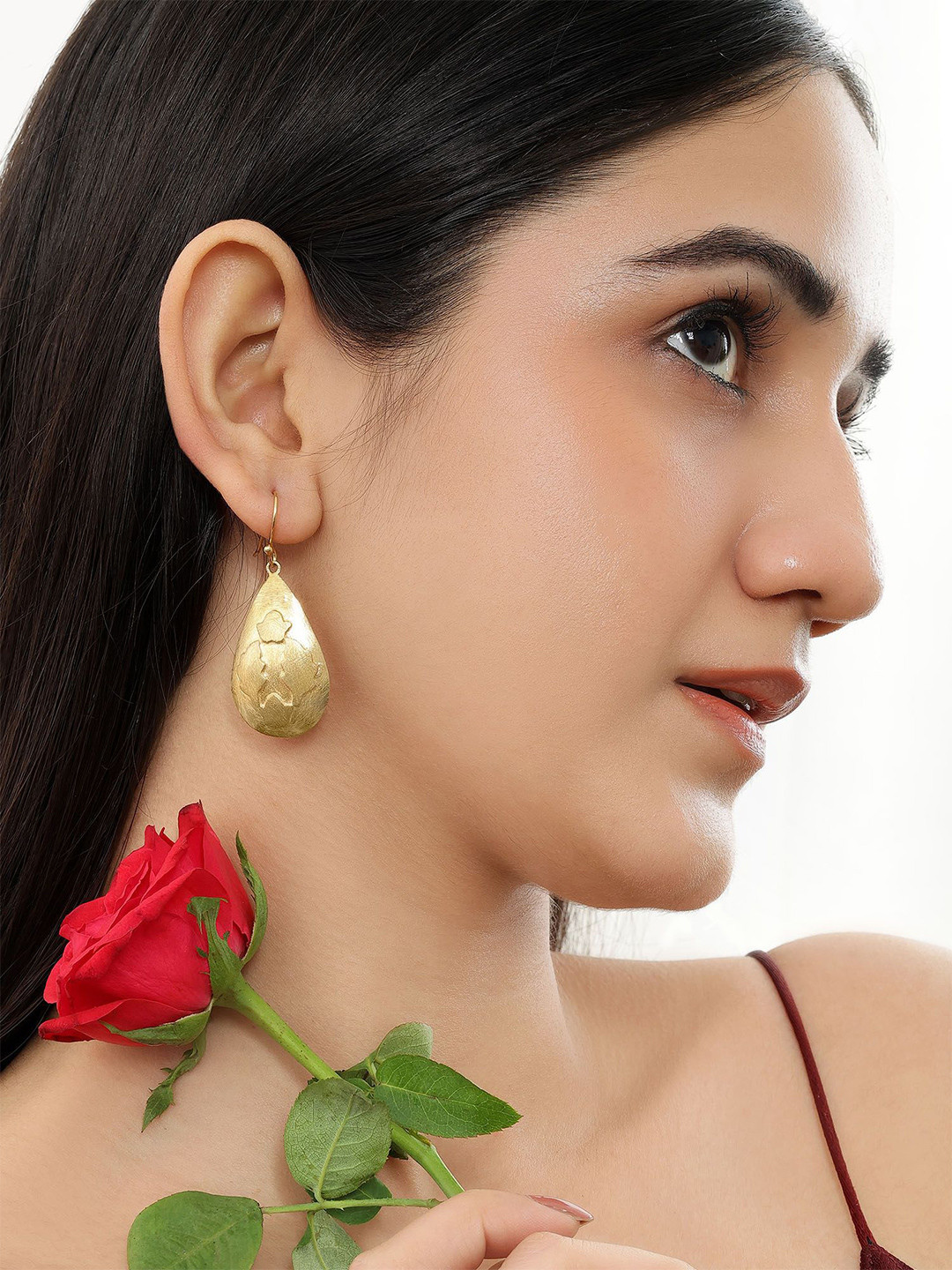 Tweov Gold-Plated Silver Leaf Drop Dangle Earrings