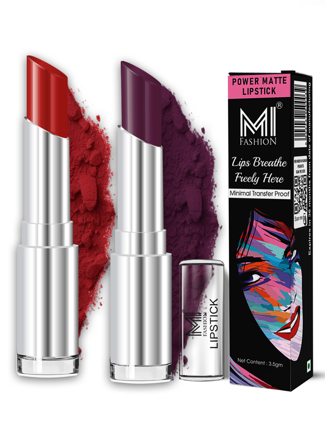 MI FASHION Set of 2  Classic Matte Waterproof Non Drying Long Stay Color Lipstick Duo