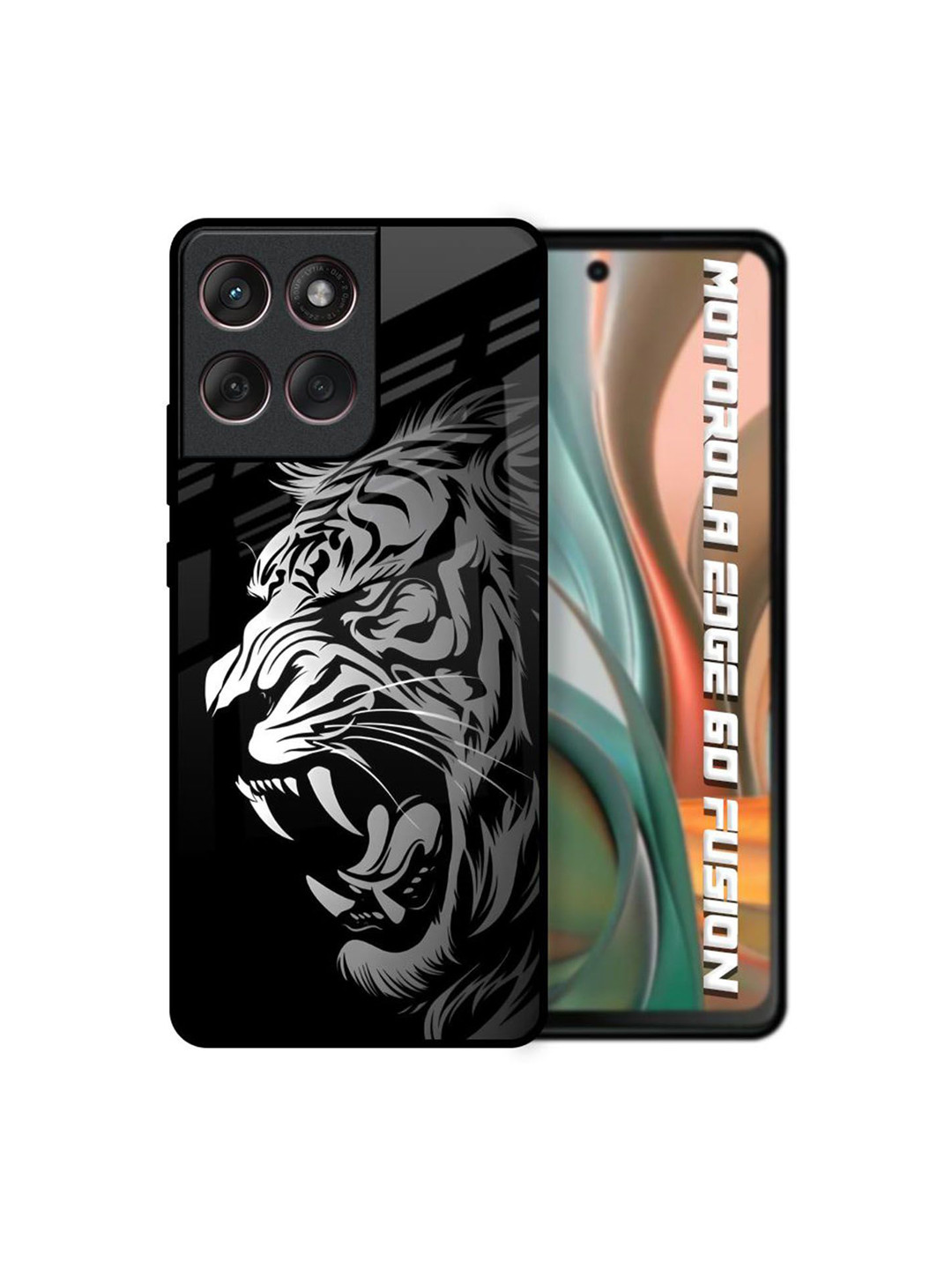 QRIOH Midnight Roar Printed Motorola Edge 60 Fusion Glass Back Case Mobile Accessories