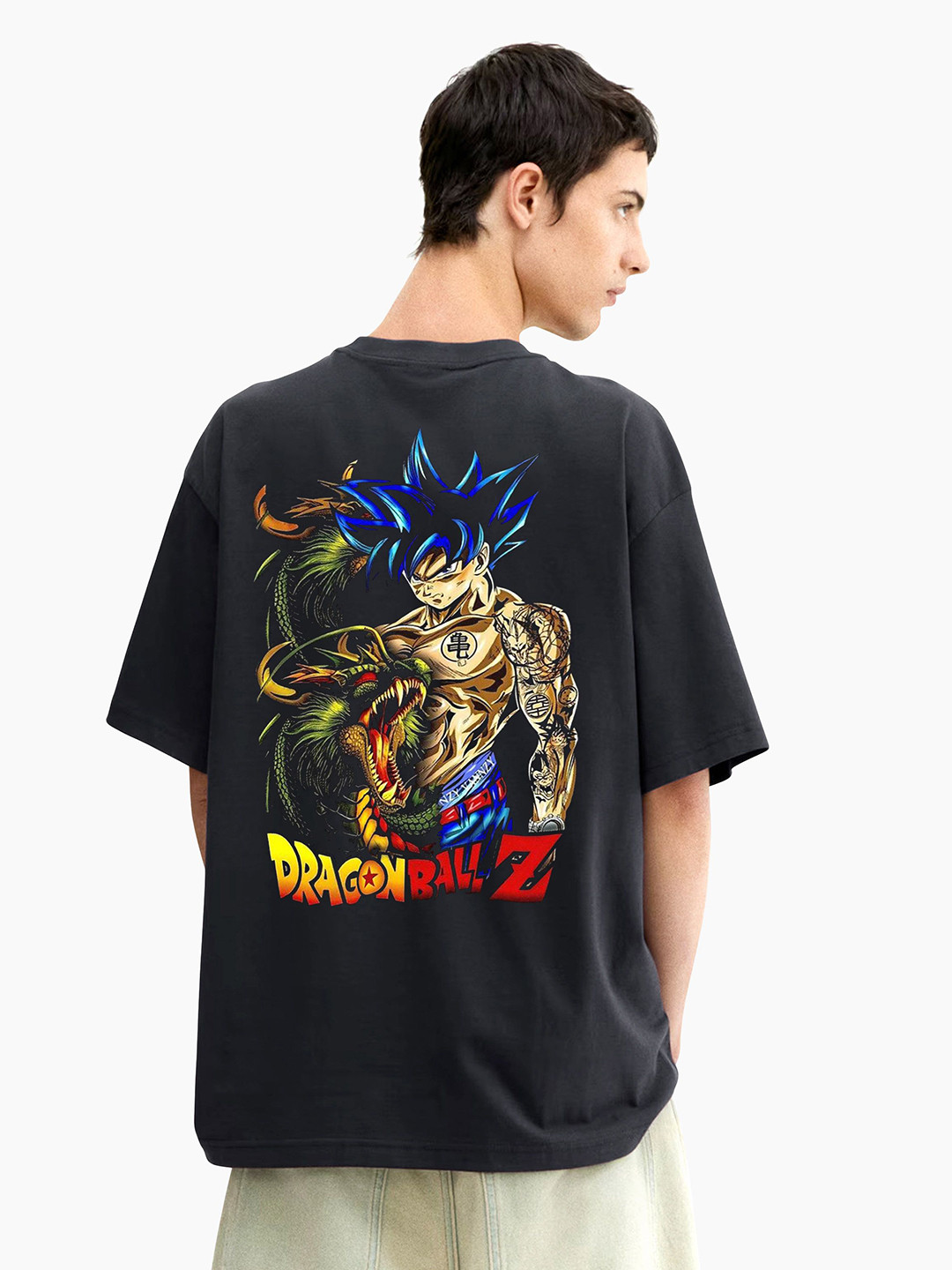 BubbleTwyst Dragon Ball Z Round Neck Pure Cotton Oversized T-shirt