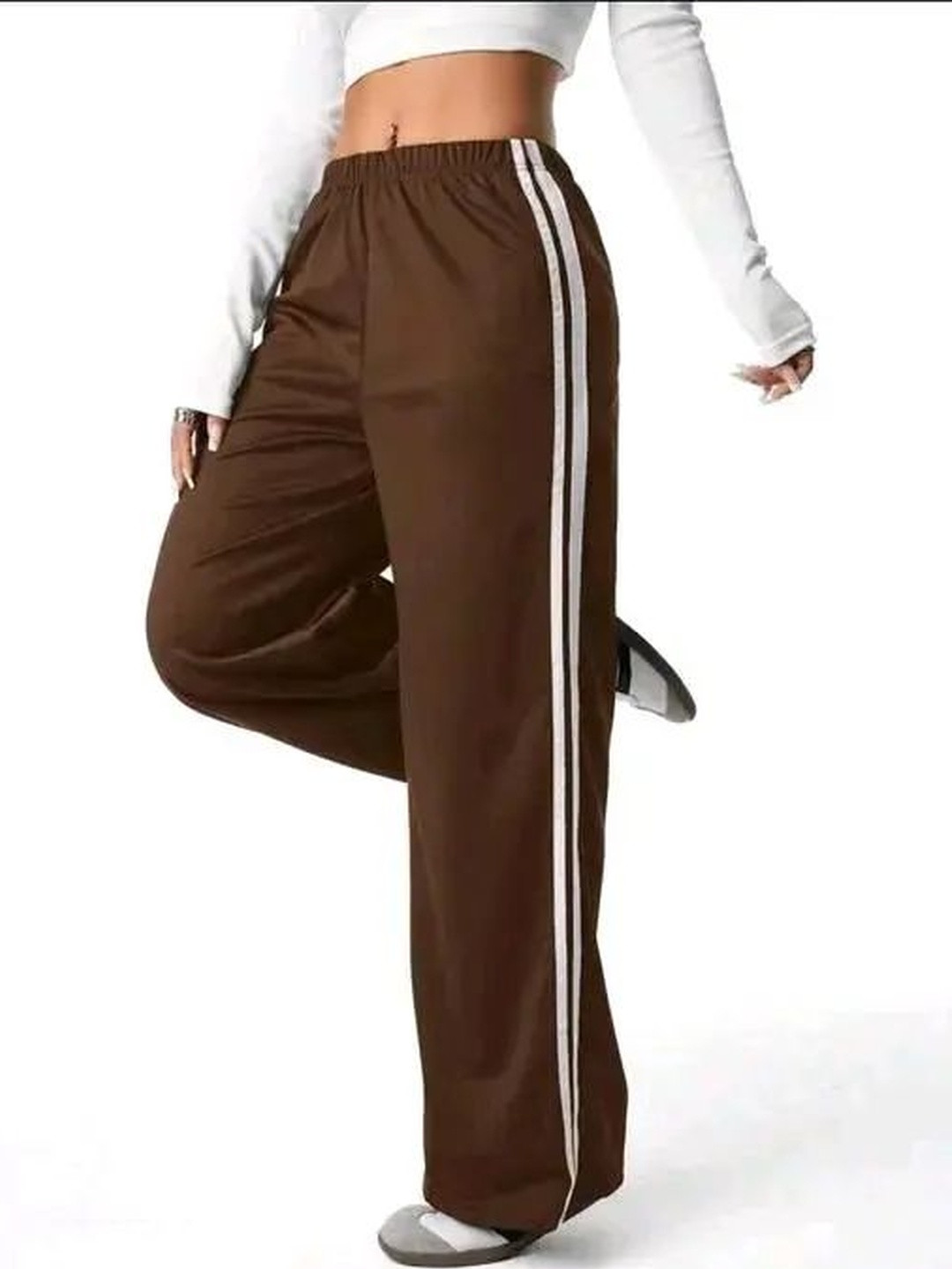 KIBA Women Brown Solid Drawstring Casual Cotton Track Pants