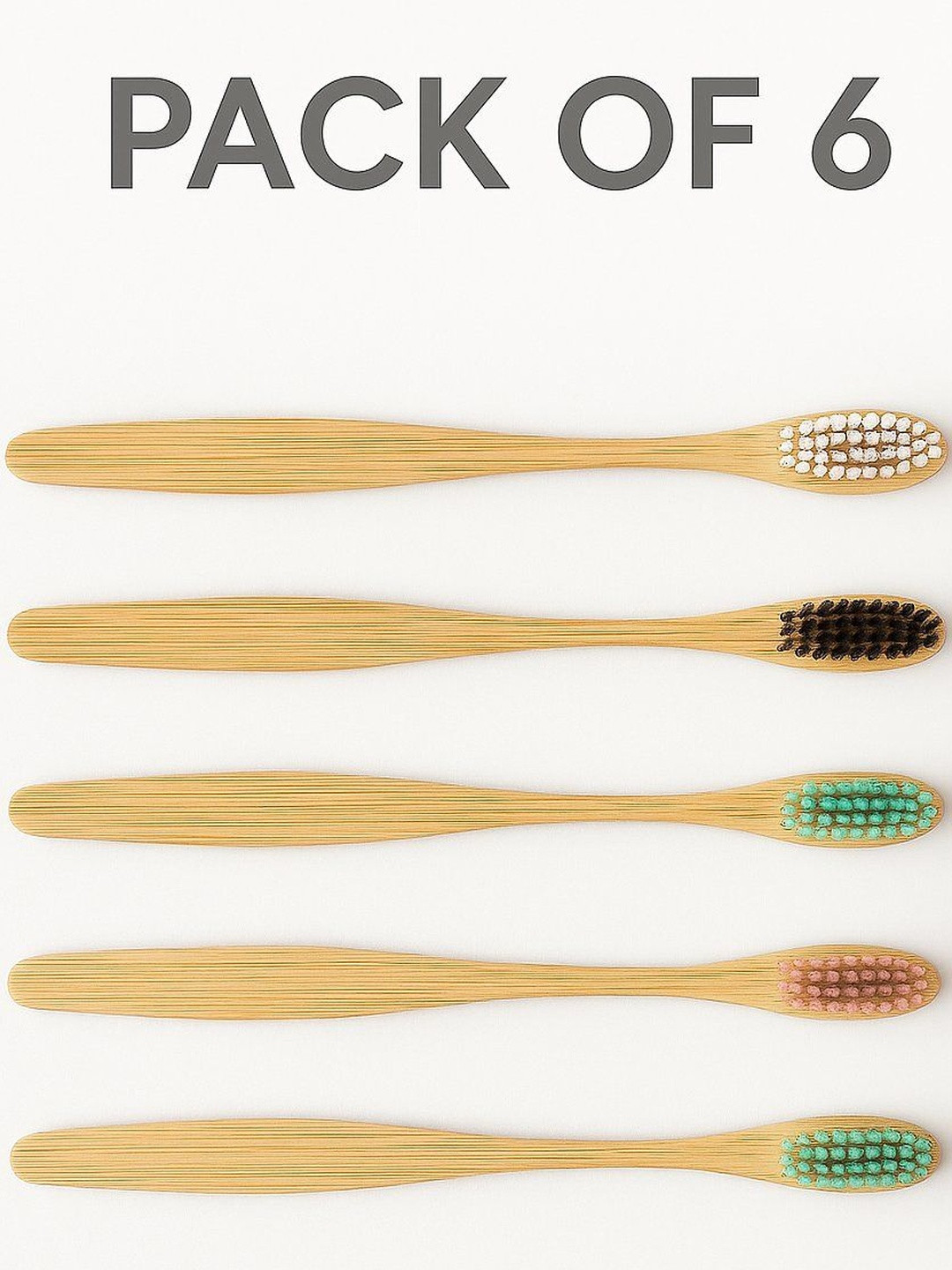 DeoDap Pack Of 6 Wooden Toothbrush