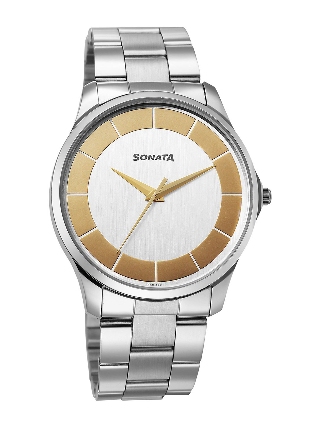 Sonata Traditional Essentials Men Brass Dial & Straps Analogue Watch 77163SM01W