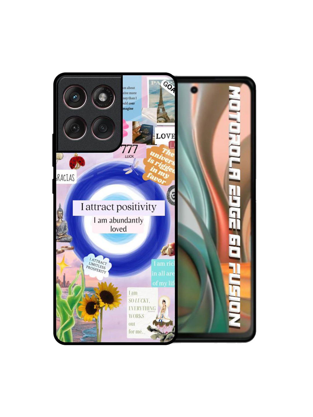 QRIOH Positivity Fusion Glass Printed Motorola Edge 60 Fusion Back Case Mobile Accessories